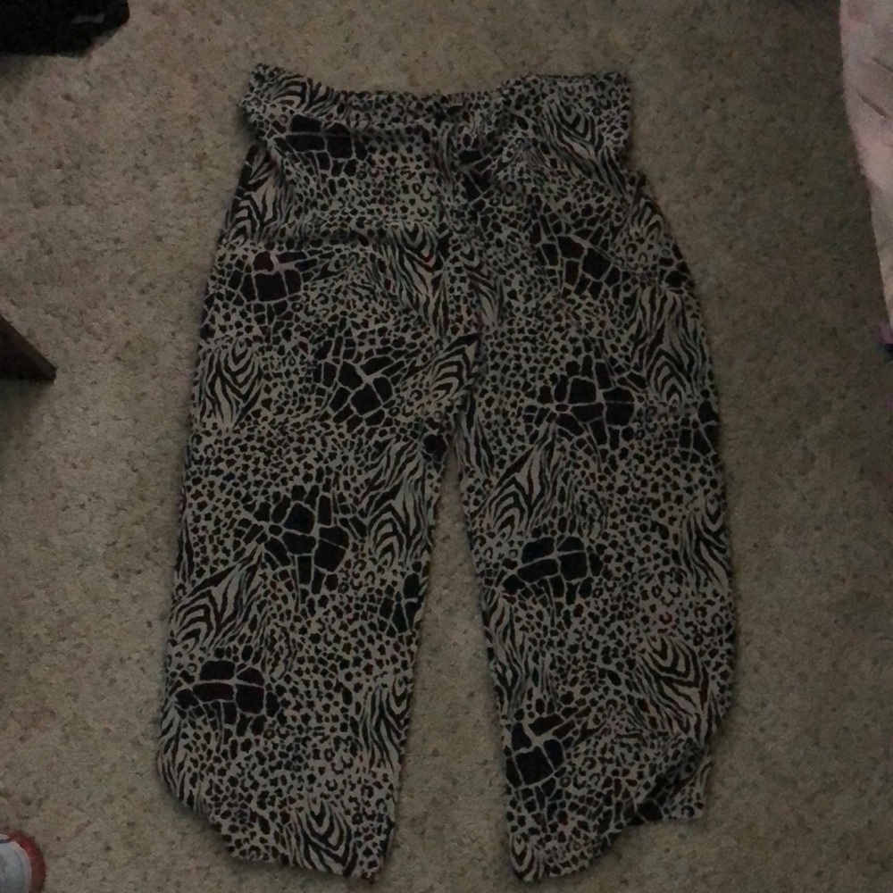 100% silk animal print pants